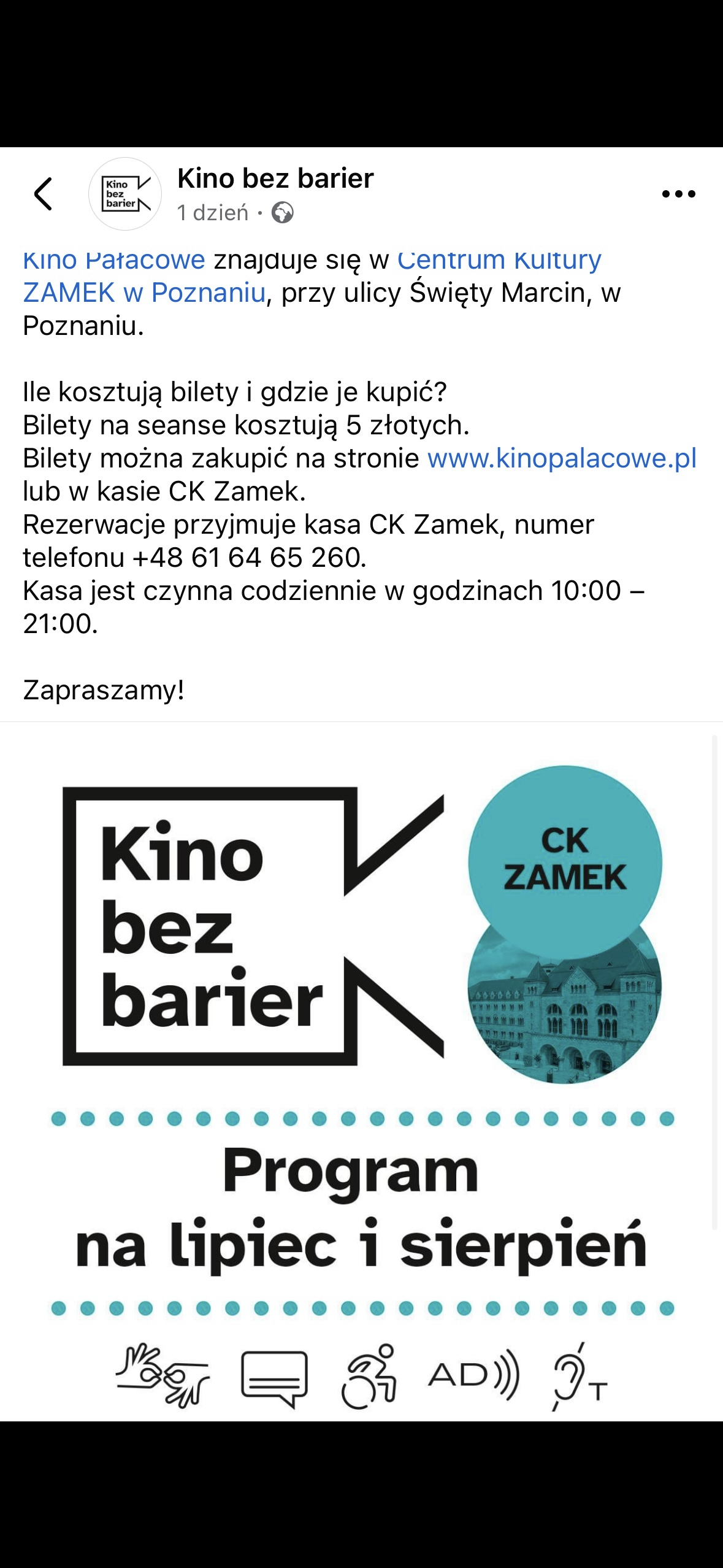 Poznajcie program Kina bez barier w Poznaniu na wakacje!